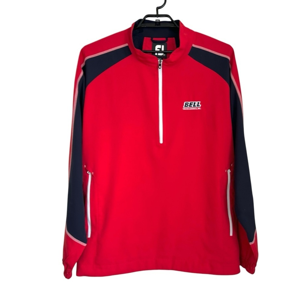 FootJoy Mens long Sleeve Sport Windshirt 1/2 Zip Golf Pullover Sz 2XL Red Blue